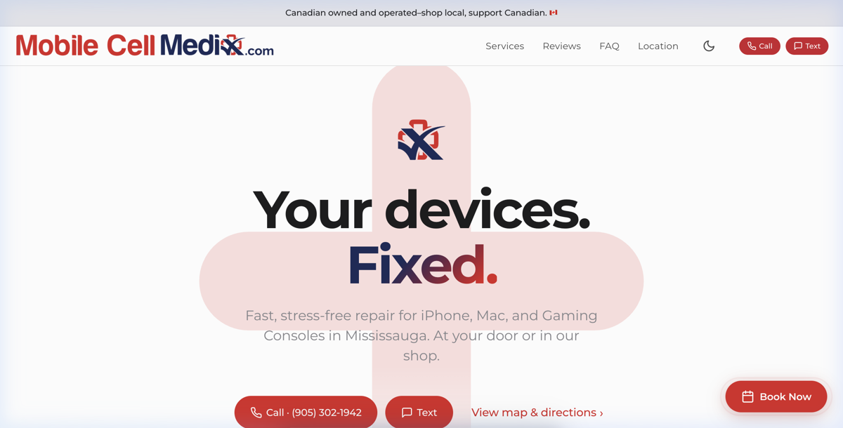 MobileCellMedix website screenshot